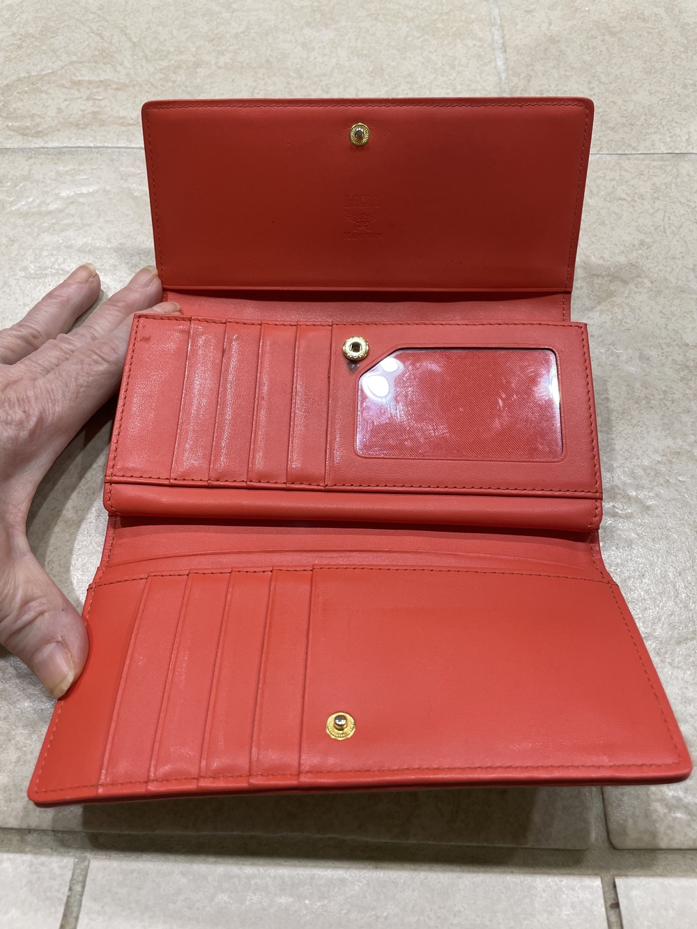 MCM Cognac Logo Stripe Continental Wallet - Pink Accent - Picture 8 of 9